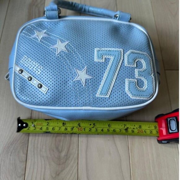 Vintage Roots bowling-style handbag in soft baby blue faux leather - Picture 5 of 8